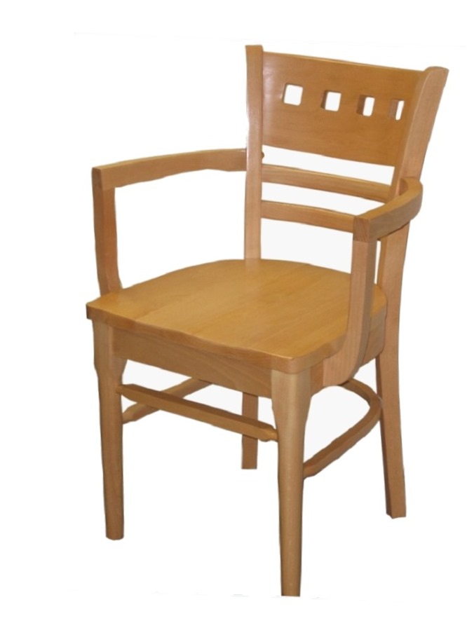 Solid Seat Wooden Armchair